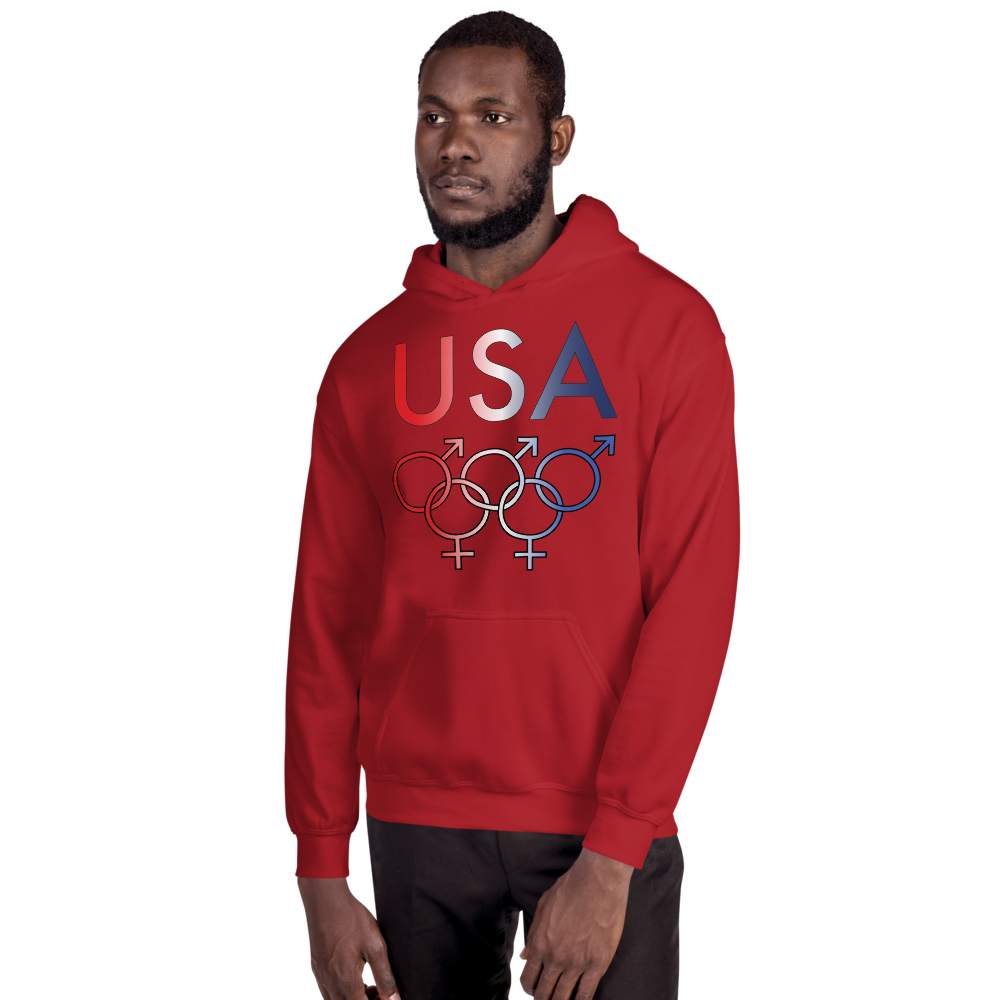 Tribe of the Union Rings USA Mixed Gender Identity Red, White, and, Blue colored Unisex Hoodie