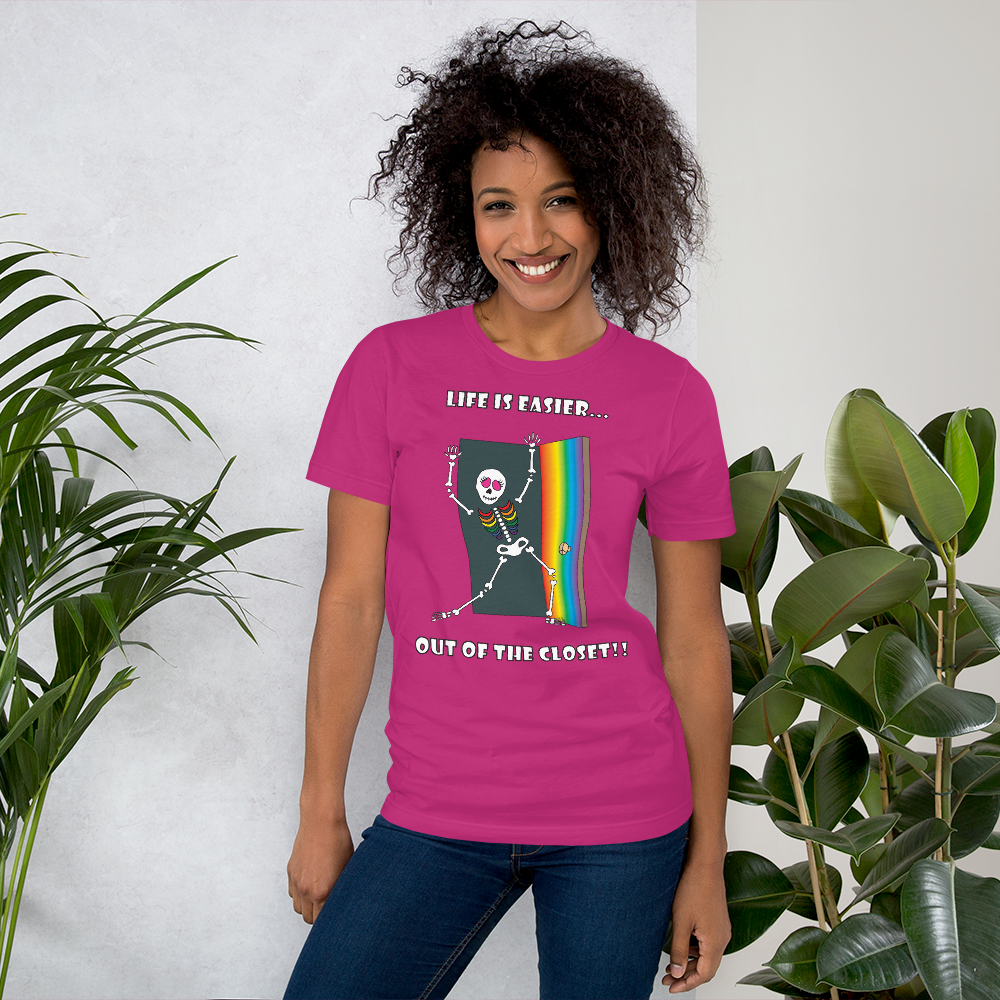 Life Is Easier Out Of The Closet/Heck, Yeah!!  Short-Sleeve Unisex T-Shirt
