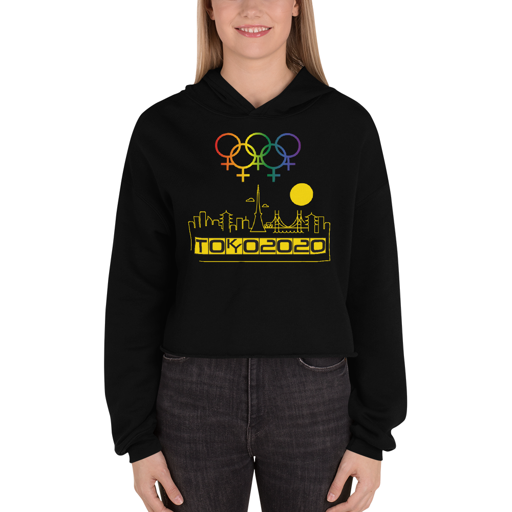 Tribe of the Union Rings Female Gender Identity Yellow Skyline Big 'O' Games Crop Hoodie