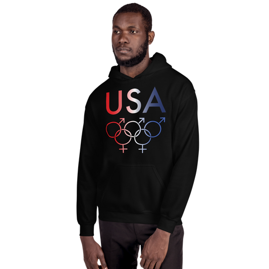 Tribe of the Union Rings USA Mixed Gender Identity Red, White, and, Blue colored Unisex Hoodie