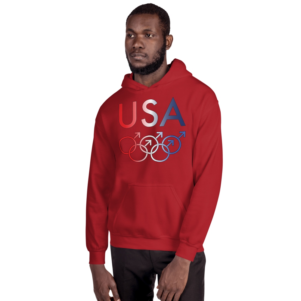 Tribe of the Union Rings USA Male Gender Identity Red, White, and, Blue colored Unisex Hoodie
