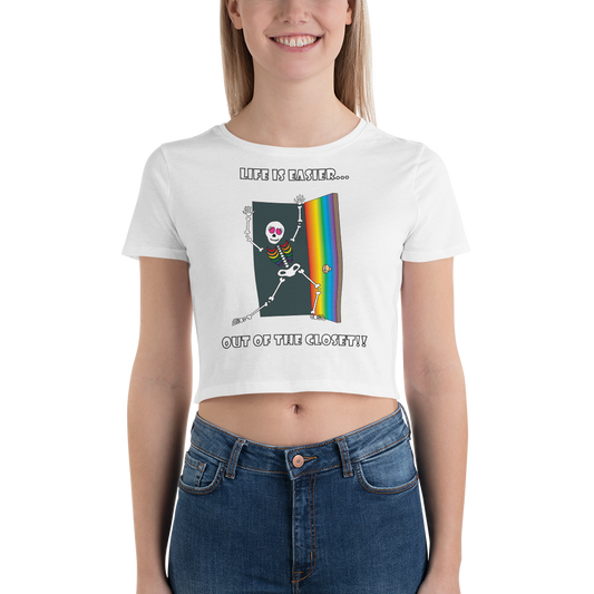 Life Is Easier Out Of The Closet/Heck, Yeah!!  Women’s Crop Tee