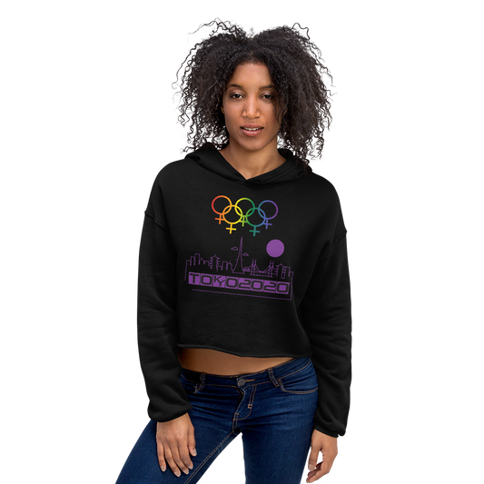 Tribe of the Union Rings Female Gender Identity Purple Skyline Big 'O' Games Crop Hoodie