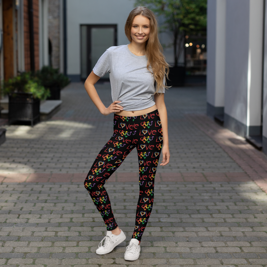 Tribe of the Union Rings LGBT "Love" Dark Background All-Over Print Leggings