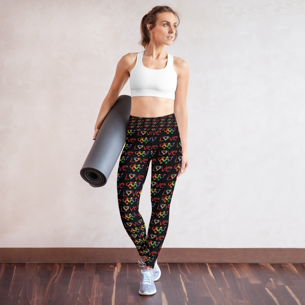 Tribe of the Union Rings LGBT "Love" Dark Background All-Over Print Yoga Leggings