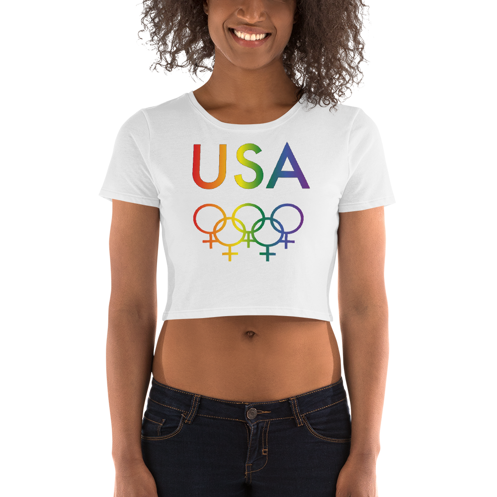 Tribe of the Rings USA Female-gender colored LGBT Women’s Crop Tee