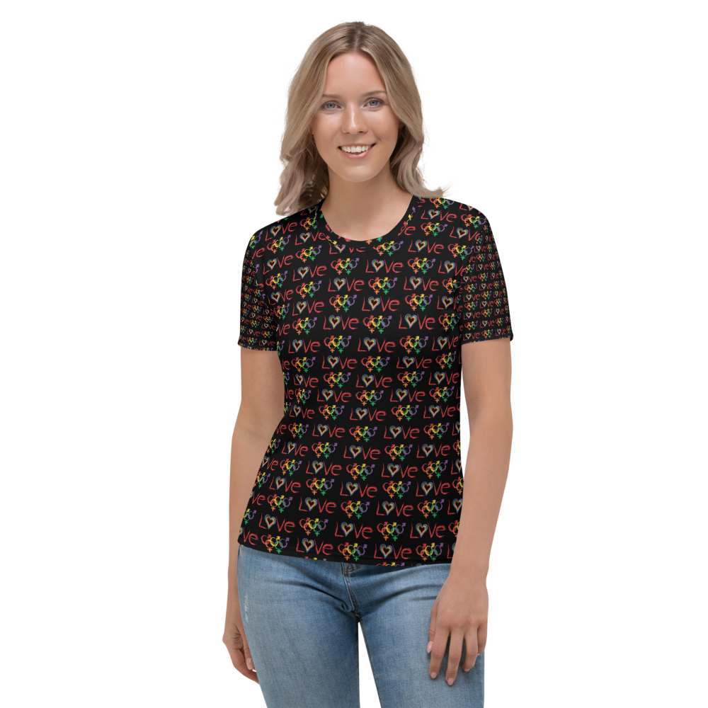 Tribe of the Union Rings LGBT "Love" Dark Background All-Over Print Women's T-shirt