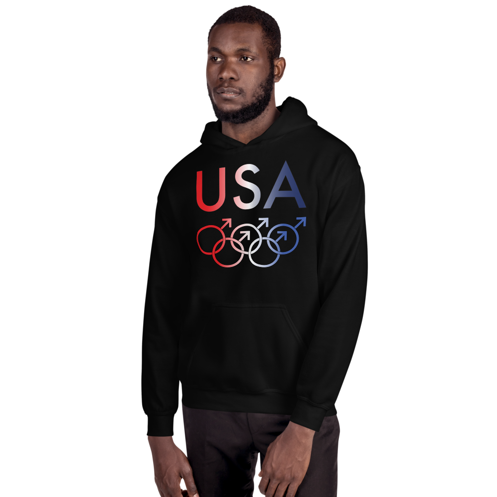 Tribe of the Union Rings USA Male Gender Identity Red, White, and, Blue colored Unisex Hoodie