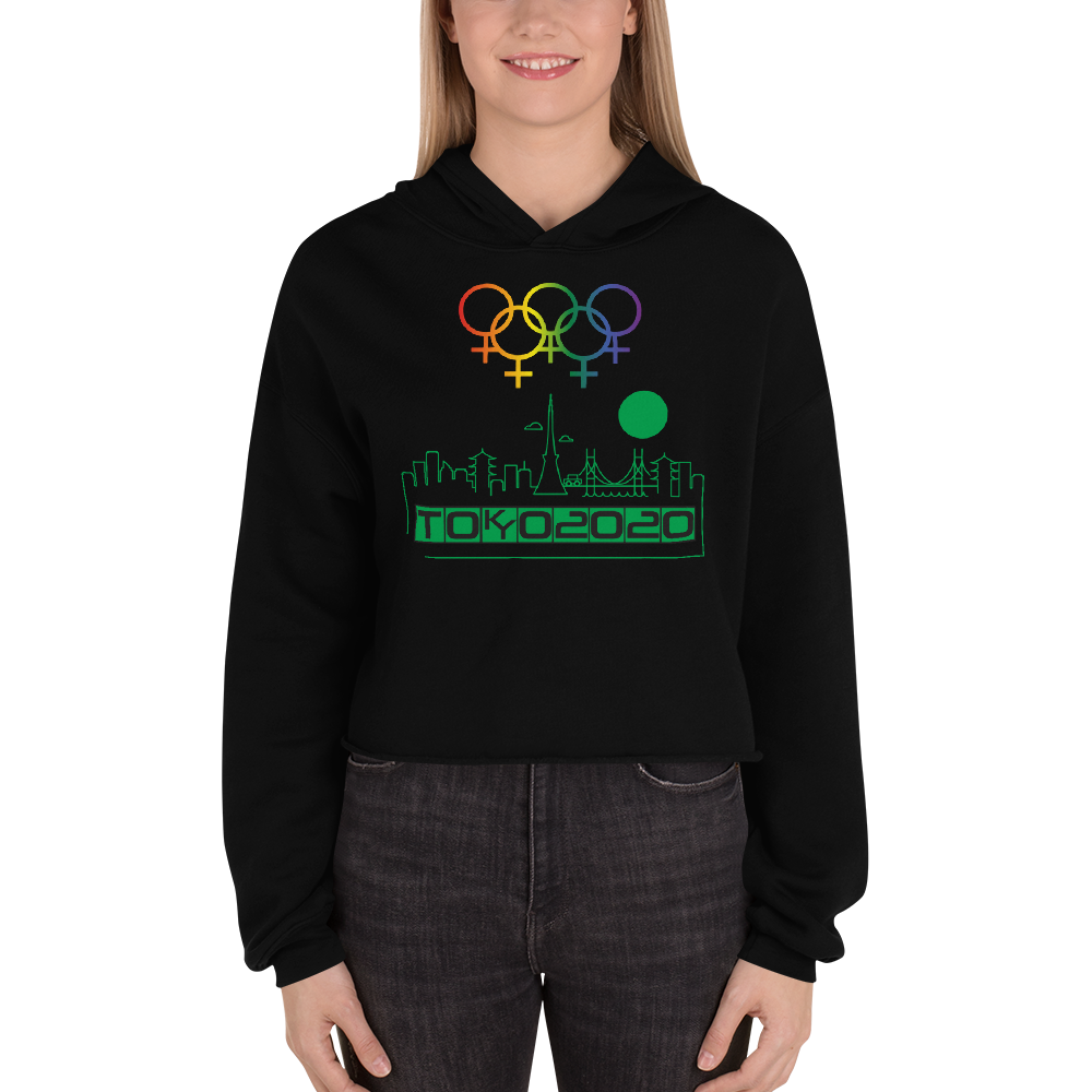 Tribe of the Union Rings Female Gender Identity Green Skyline Big 'O' Games Crop Hoodie