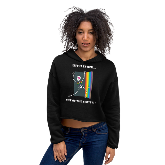 Life Is Easier Out Of The Closet/Heck, Yeah!! Crop Hoodie