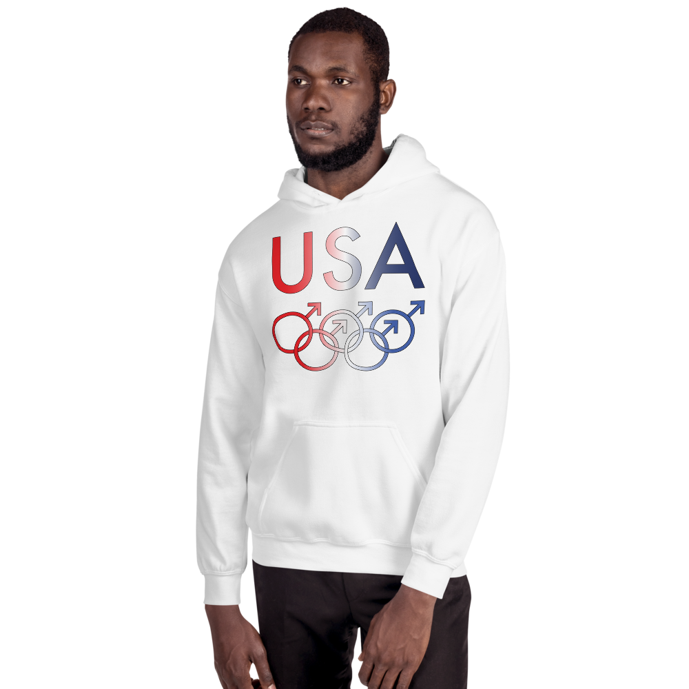 Tribe of the Union Rings USA Male Gender Identity Red, White, and, Blue colored Unisex Hoodie