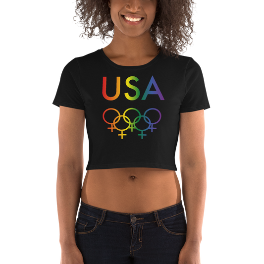 Tribe of the Rings USA Female-gender colored LGBT Women’s Crop Tee