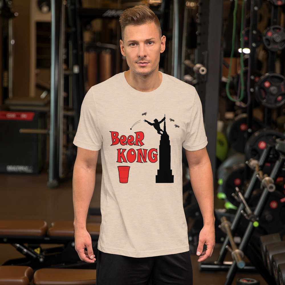 Beer Kong Pub Crawl and Bar-themed Lighter Colors Short-Sleeve Unisex T-Shirt