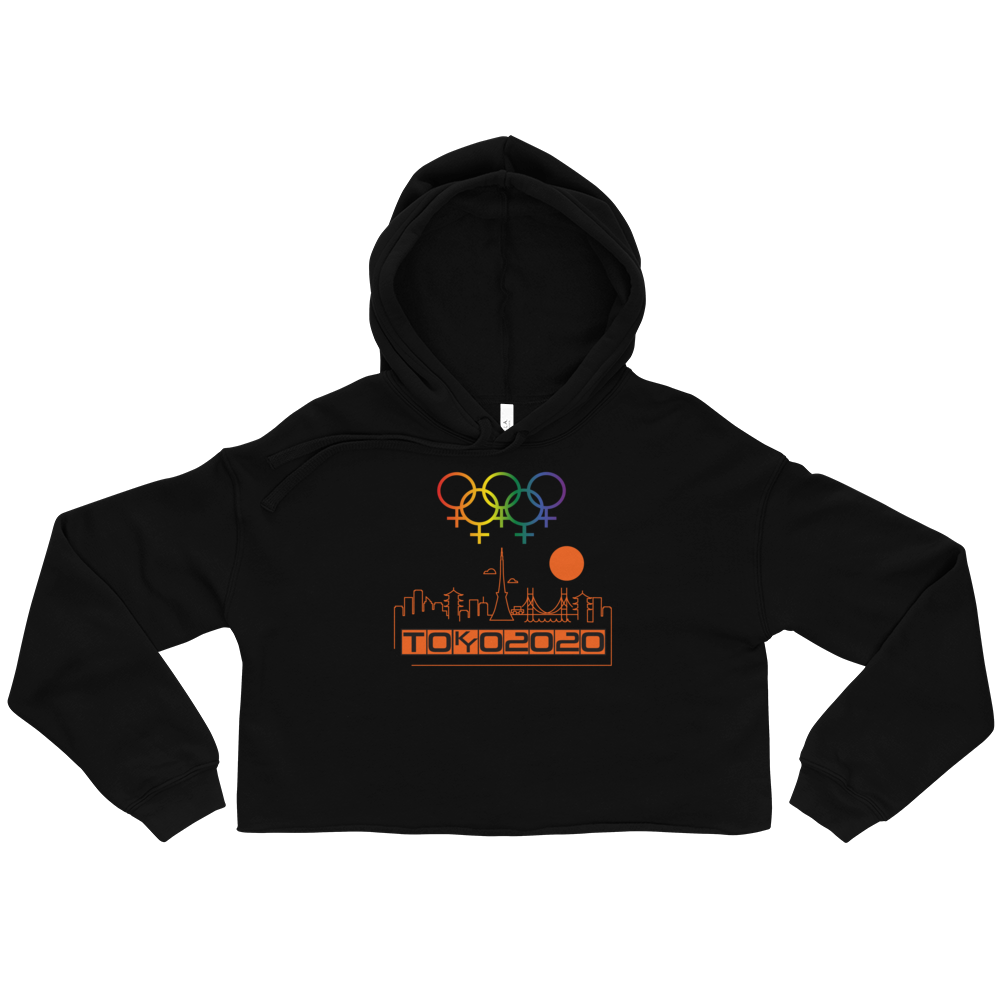 Tribe of the Union Rings Female Gender Identity Orange Skyline Big 'O' Games Crop Hoodie