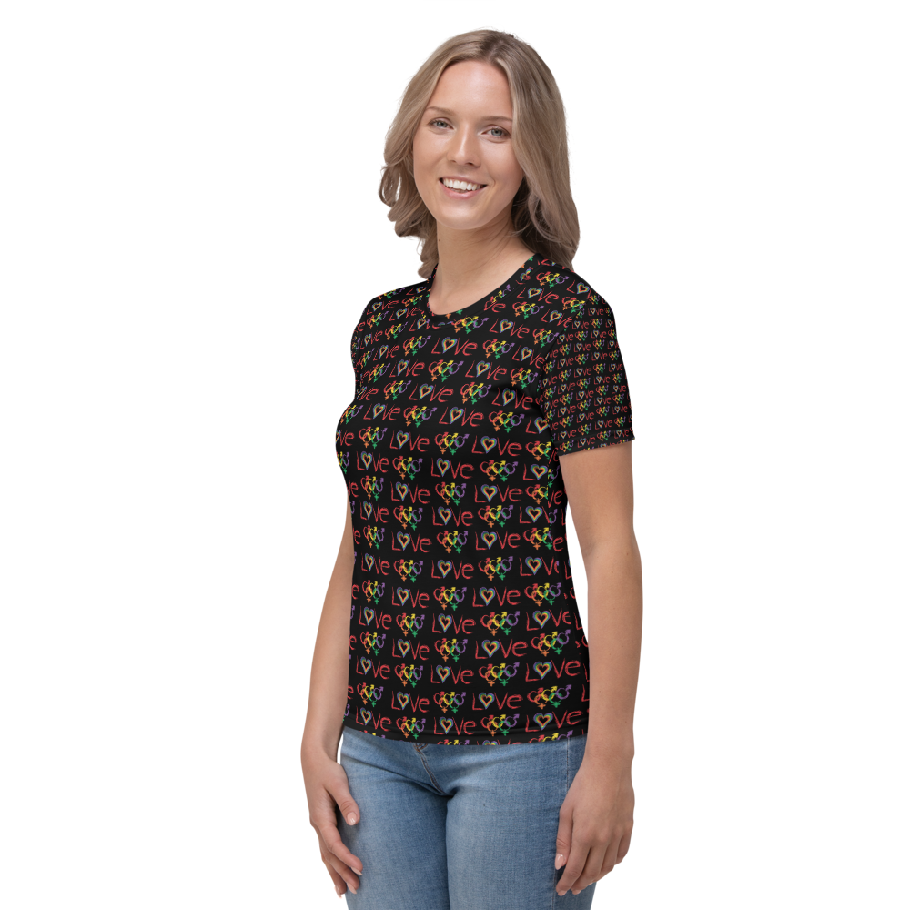 Tribe of the Union Rings LGBT "Love" Dark Background All-Over Print Women's T-shirt
