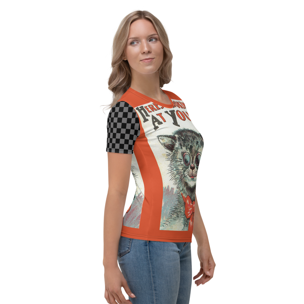 Vintage Post Card Cat Lovers - Here's Lookin' At You Women's All-Over T-shirt