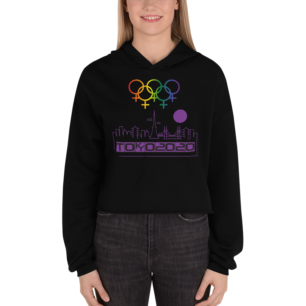 Tribe of the Union Rings Female Gender Identity Purple Skyline Big 'O' Games Crop Hoodie