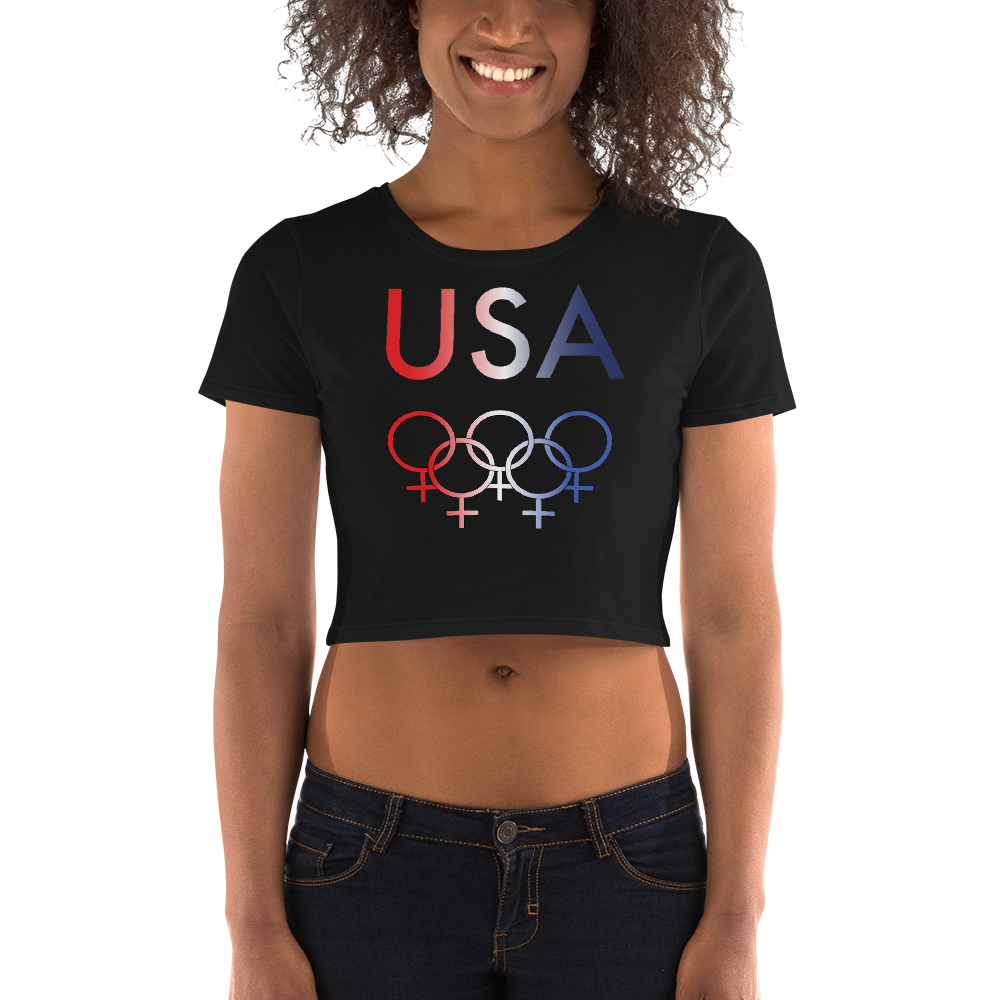 Tribe of the Union Rings USA Female Gender Identity Red, White, and, Blue colored Women’s Crop Tee