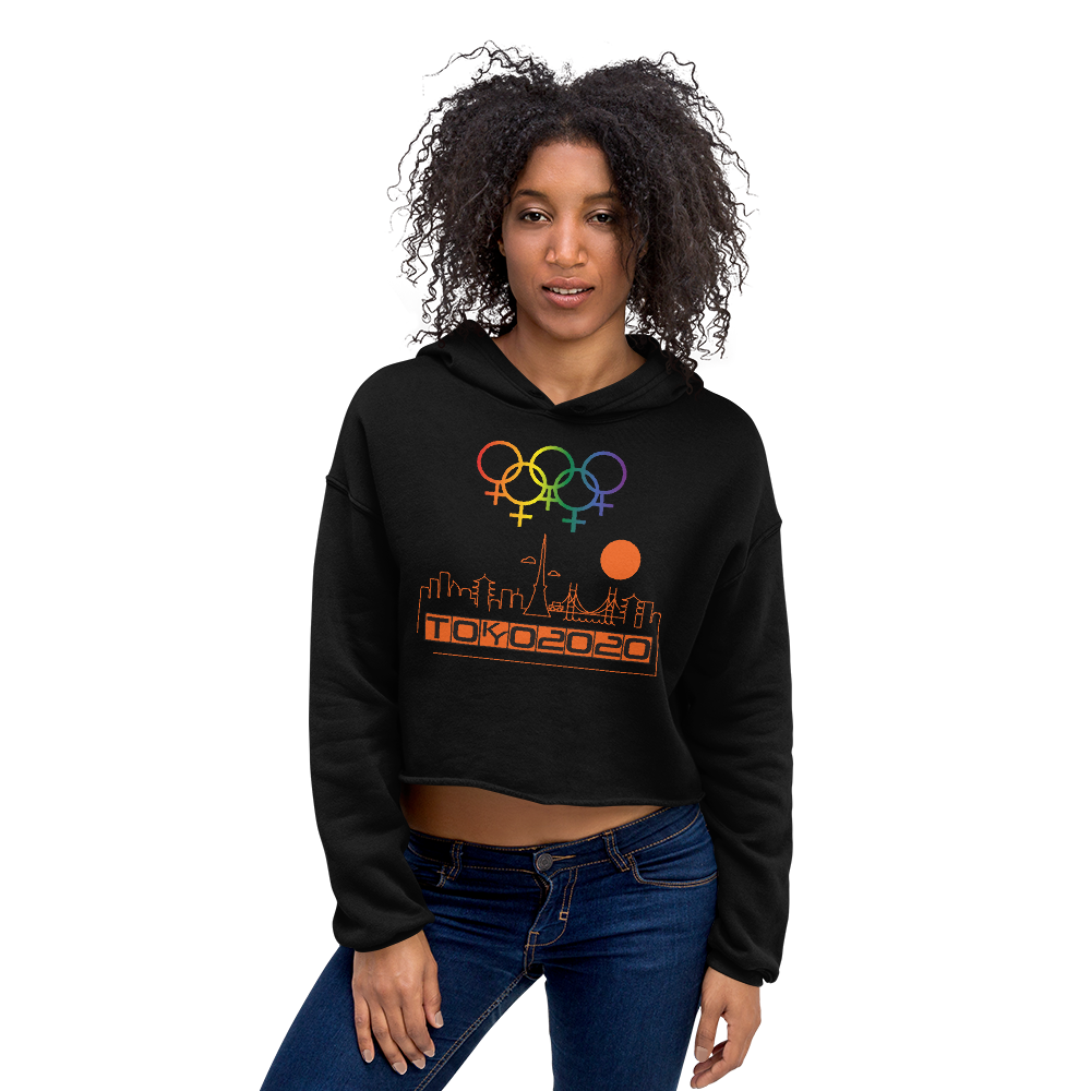 Tribe of the Union Rings Female Gender Identity Orange Skyline Big 'O' Games Crop Hoodie