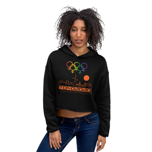 Tribe of the Union Rings Female Gender Identity Orange Skyline Big 'O' Games Crop Hoodie