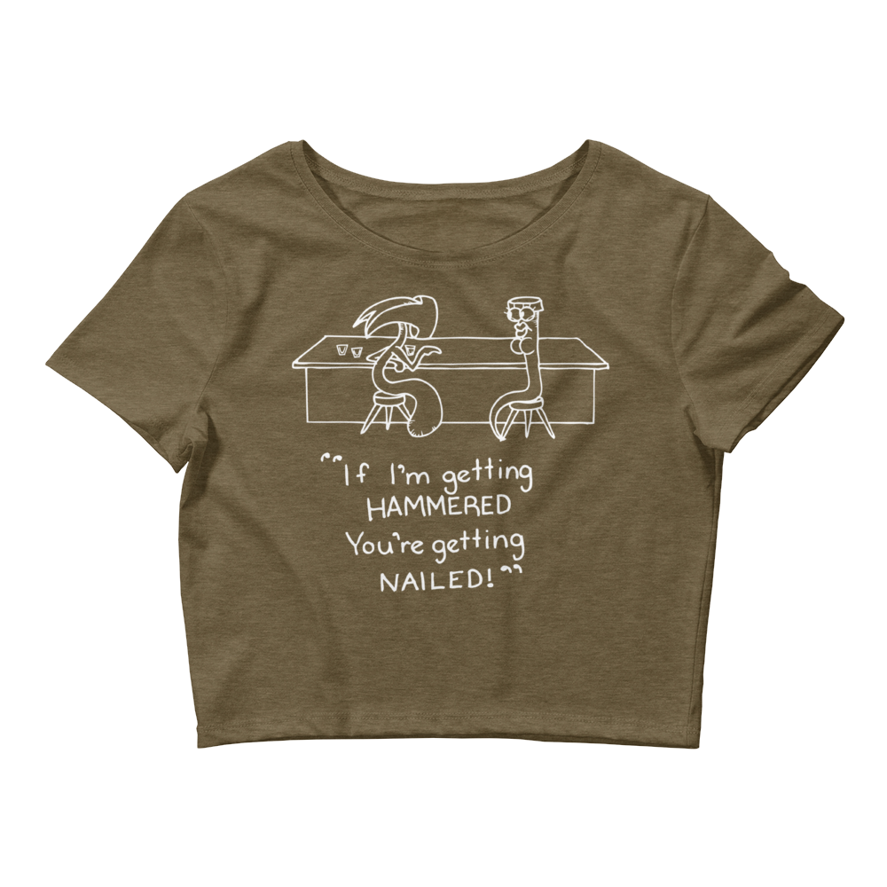 Hammer & Nail Bar-themed Pick-me-up Darker Colors Women's Crop Tee