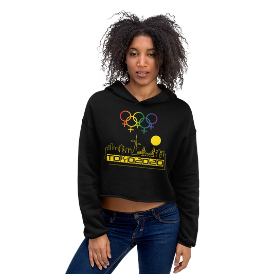 Tribe of the Union Rings Female Gender Identity Yellow Skyline Big 'O' Games Crop Hoodie