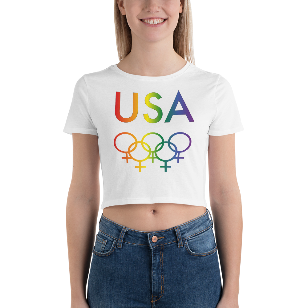 Tribe of the Rings USA Female-gender colored LGBT Women’s Crop Tee