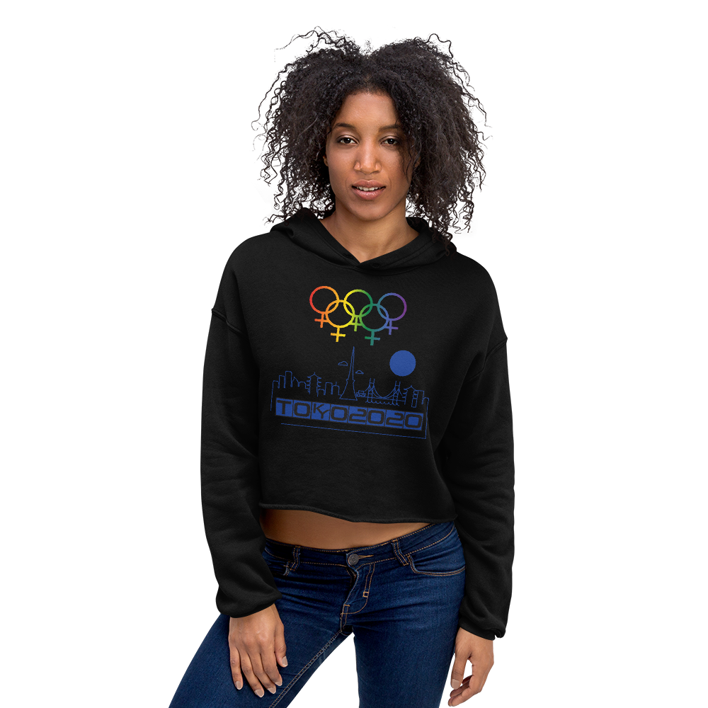 Tribe of the Union Rings Female Gender Identity Blue Skyline Big 'O' Games Crop Hoodie