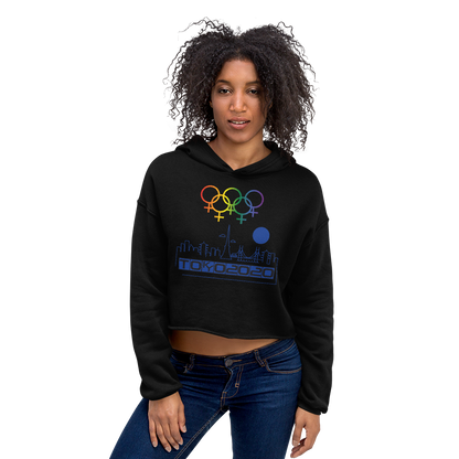Tribe of the Union Rings Female Gender Identity Blue Skyline Big 'O' Games Crop Hoodie