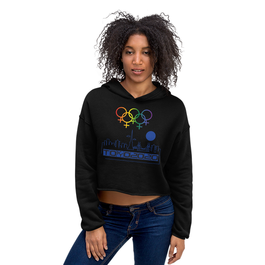 Tribe of the Union Rings Female Gender Identity Blue Skyline Big 'O' Games Crop Hoodie