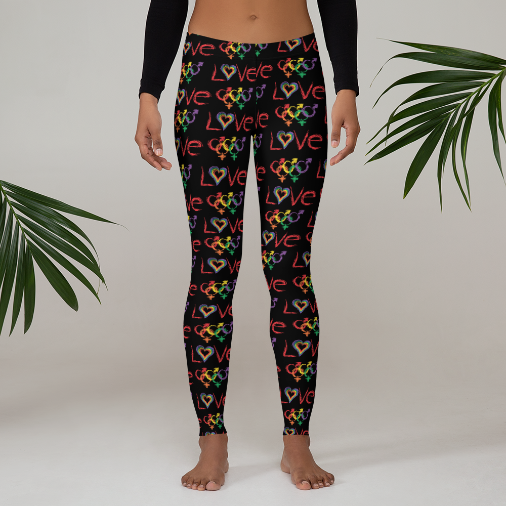 Tribe of the Union Rings LGBT "Love" Dark Background All-Over Print Leggings
