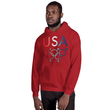 Tribe of the Union Rings USA Mixed Gender Identity Red, White, and, Blue colored Unisex Hoodie