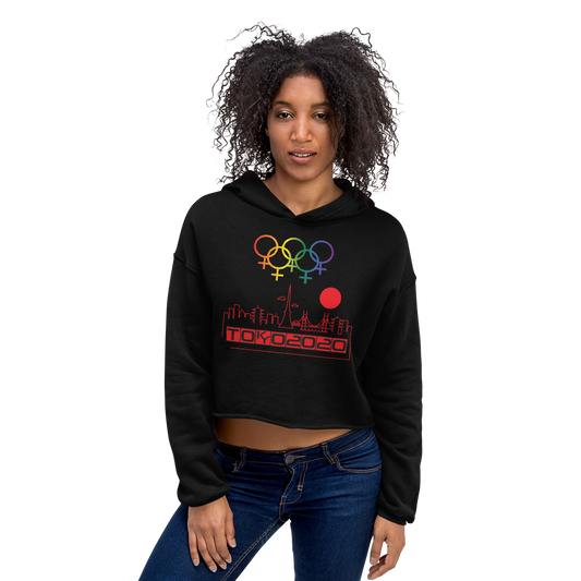 Tribe of the Union Rings Female Gender Identity Red Skyline Big 'O' Games Crop Hoodie