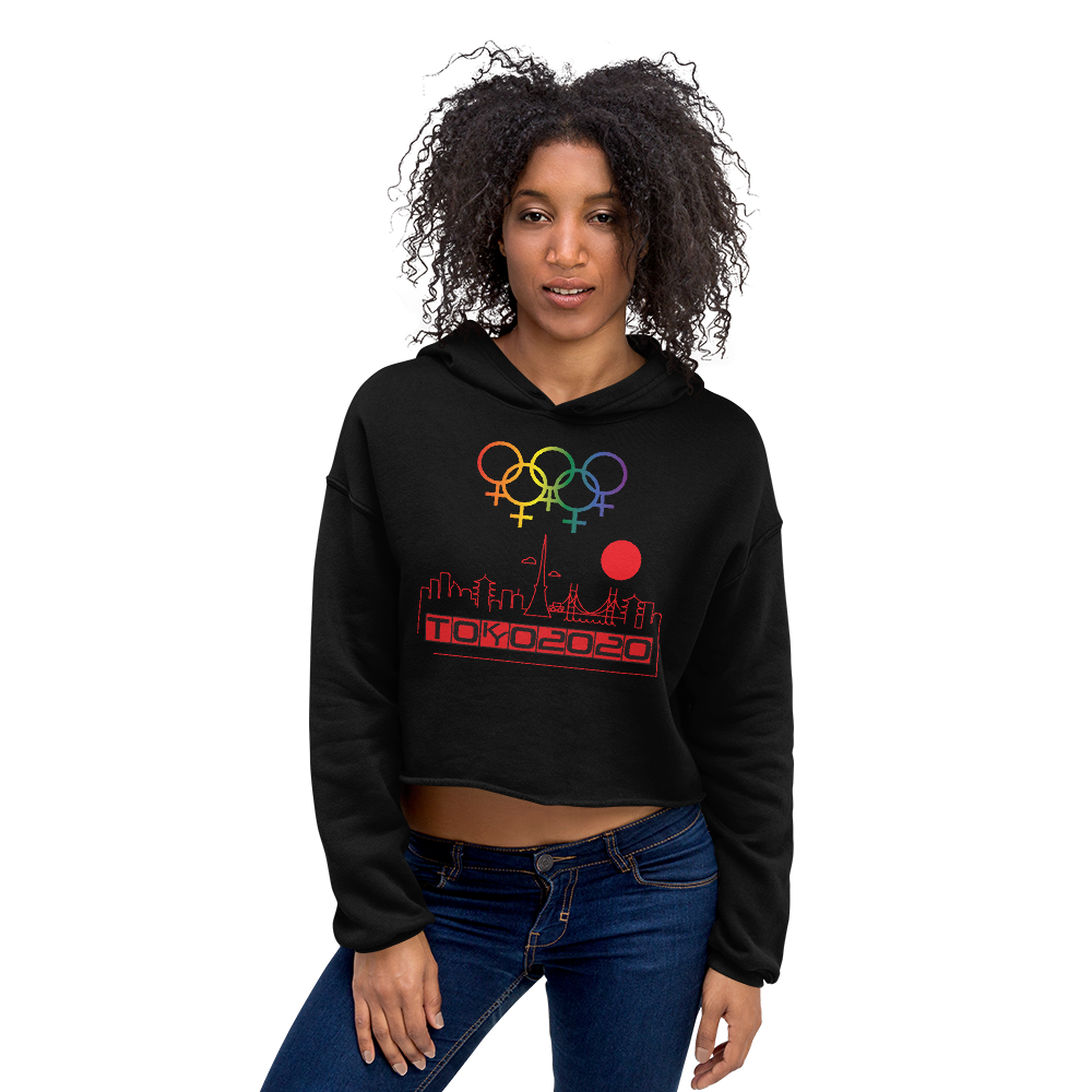 Tribe of the Union Rings Female Gender Identity Red Skyline Big 'O' Games Crop Hoodie
