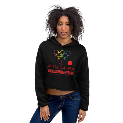 Tribe of the Union Rings Female Gender Identity Red Skyline Big 'O' Games Crop Hoodie