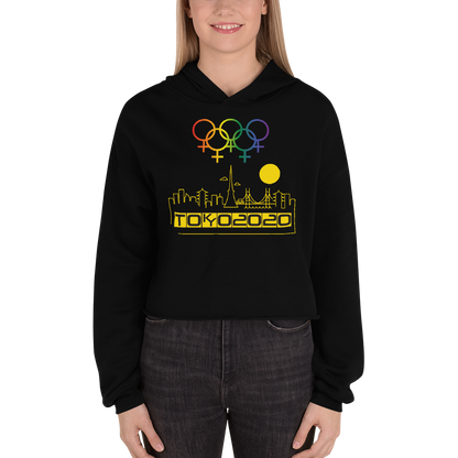 Tribe of the Union Rings Female Gender Identity Yellow Skyline Big 'O' Games Crop Hoodie