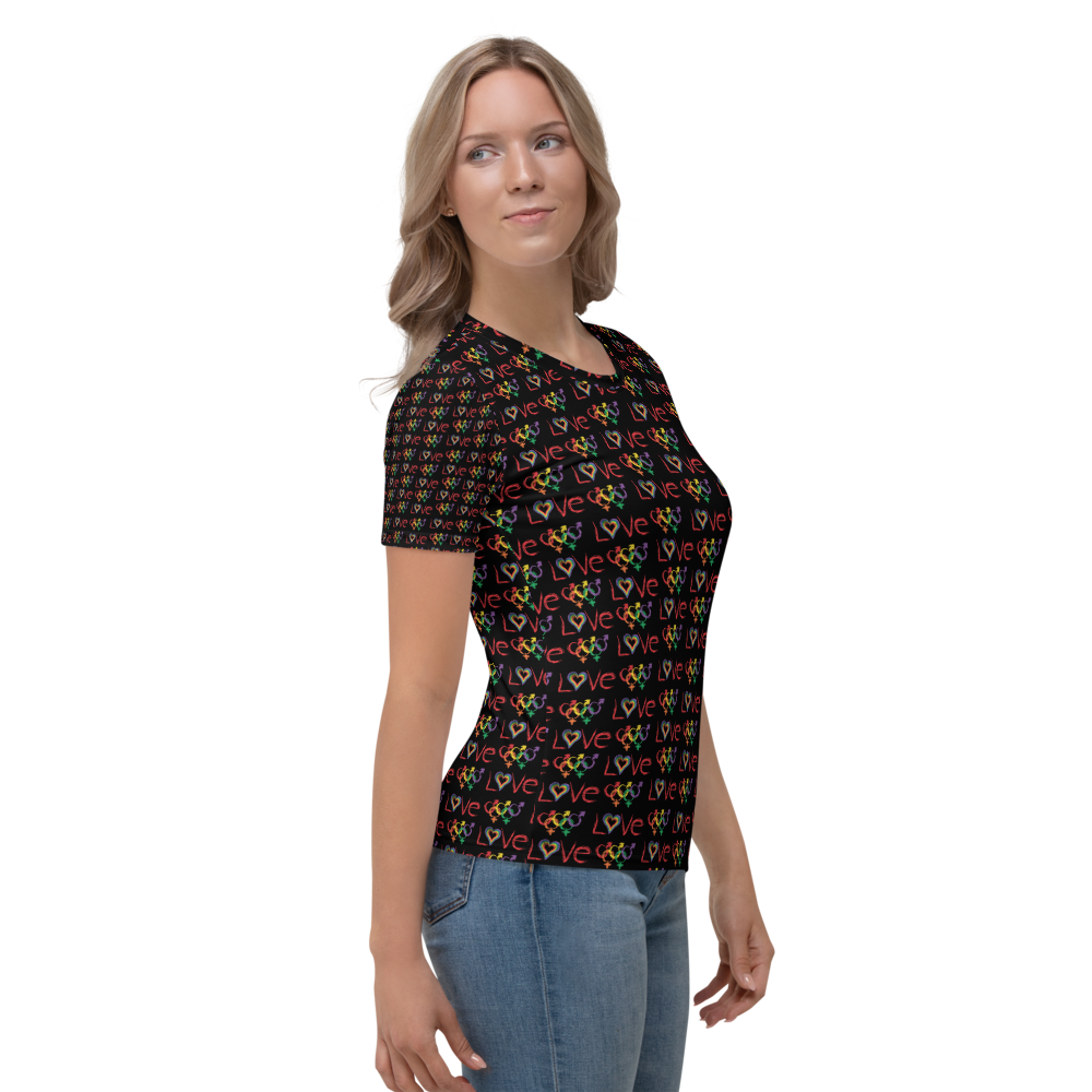 Tribe of the Union Rings LGBT "Love" Dark Background All-Over Print Women's T-shirt