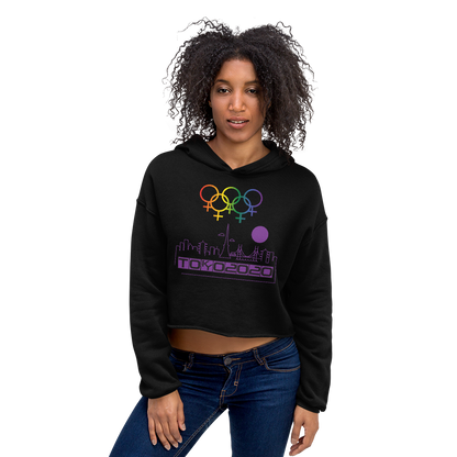 Tribe of the Union Rings Female Gender Identity Purple Skyline Big 'O' Games Crop Hoodie