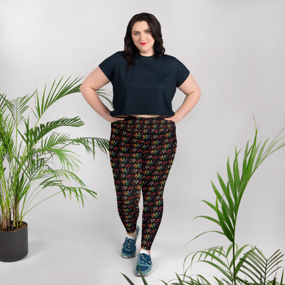 Tribe of the Union Rings LGBT "Love" Dark Background All-Over Print Plus Size Leggings