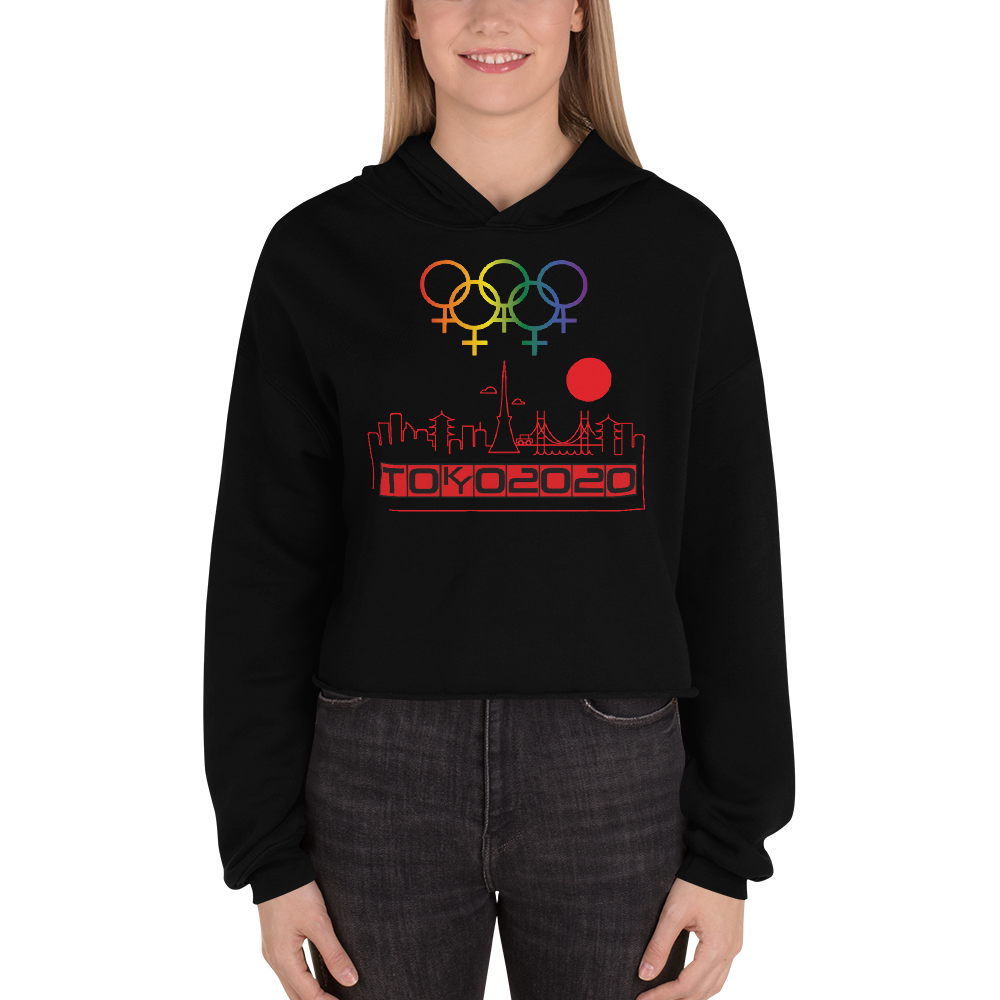 Tribe of the Union Rings Female Gender Identity Red Skyline Big 'O' Games Crop Hoodie