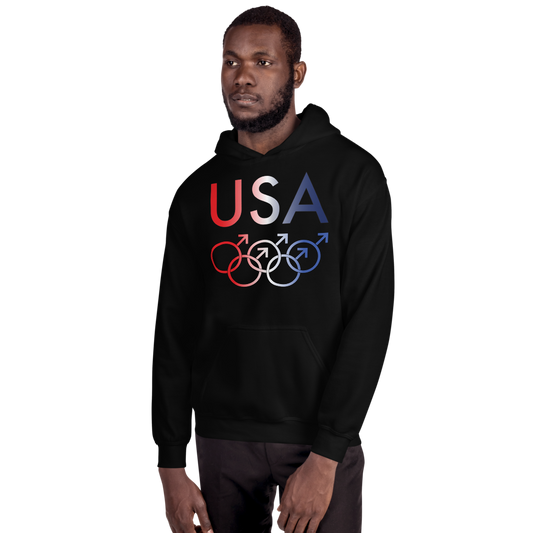 Tribe of the Union Rings USA Male Gender Identity Red, White, and, Blue colored Unisex Hoodie