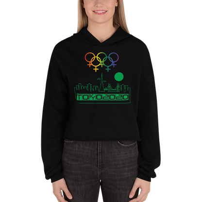 Tribe of the Union Rings Female Gender Identity Green Skyline Big 'O' Games Crop Hoodie