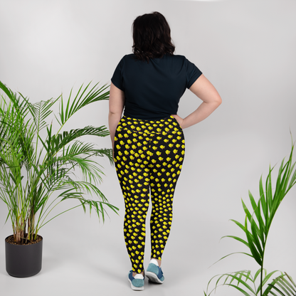 Chicks, Chicks, and more Chicks on a Black Background All-Over Print Plus Size Leggings
