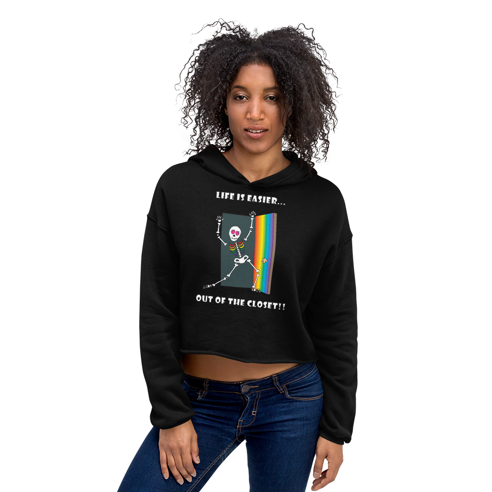 Life Is Easier Out Of The Closet/Heck, Yeah!! Crop Hoodie