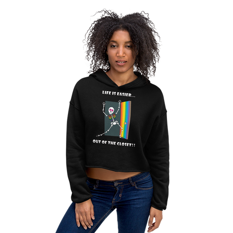 Life Is Easier Out Of The Closet/Heck, Yeah!! Crop Hoodie