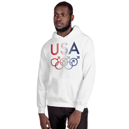 Tribe of the Union Rings USA Male Gender Identity Red, White, and, Blue colored Unisex Hoodie