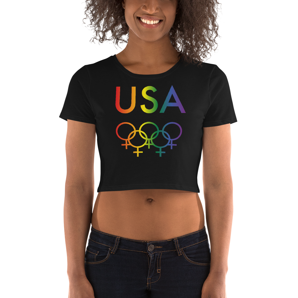 Tribe of the Rings USA Female-gender colored LGBT Women’s Crop Tee