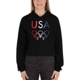 Tribe of the Union Rings USA Female Gender Identity Red, White, and, Blue colored Crop Hoodie