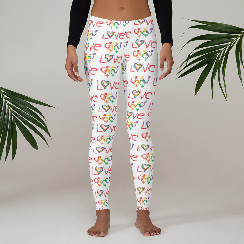 Tribe of the Union Rings LGBT "Love" Light Background All-Over Print Leggings