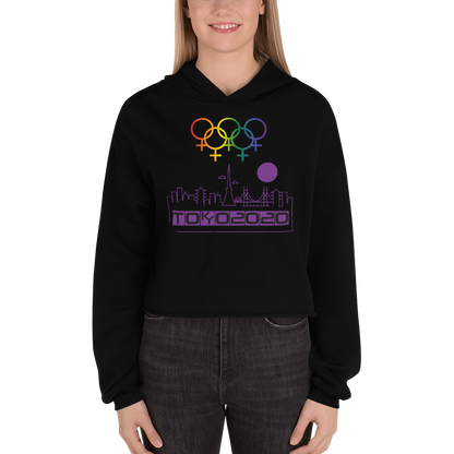 Tribe of the Union Rings Female Gender Identity Purple Skyline Big 'O' Games Crop Hoodie